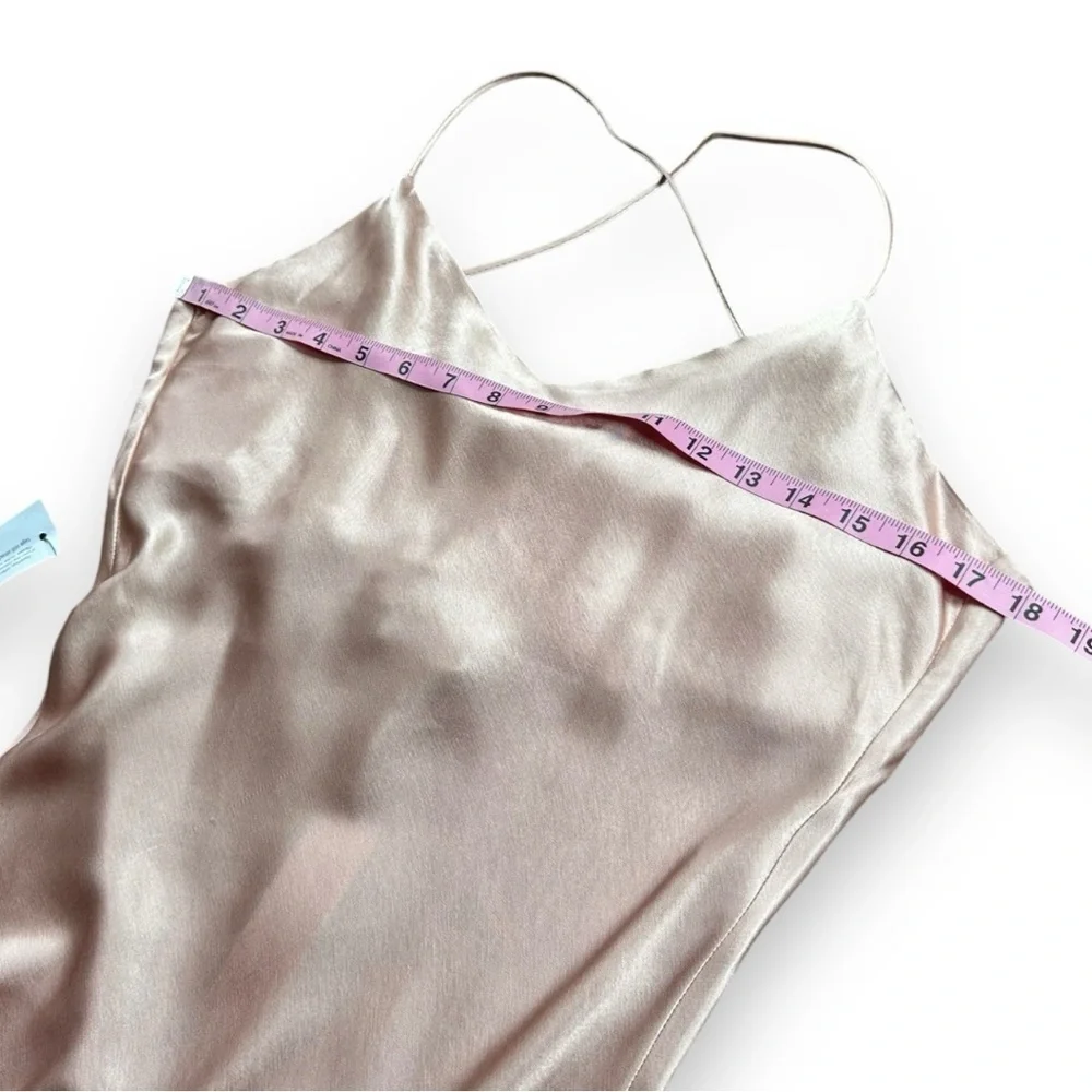 New Topshop Cowl Back Satin Midi Slip Dress in Blush | Size 4